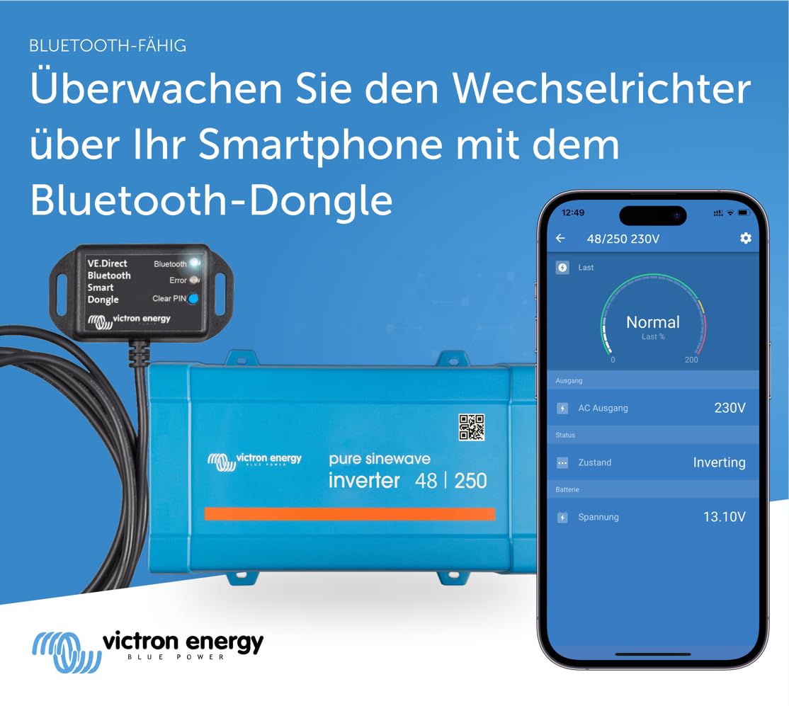 Victron Energy 250VA 48-Volt 230V AC Reiner Sinus Wechselrichter (Schuko)