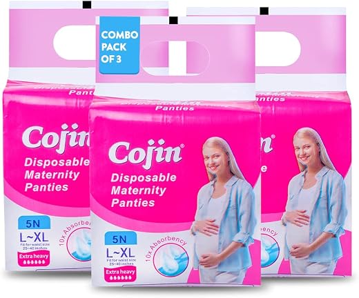 Cojin Disposable Maternity Pad Panties For Postpartum Care | New Mom Maternity Pads After Delivery 12-14 hrs Protection (3...