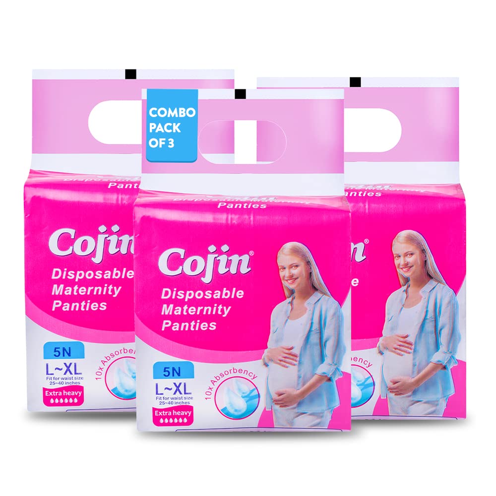 Cojin Disposable Maternity Pad Panties For Postpartum Care | New Mom Maternity Pads After Delivery 12-14 hrs Protection (3 Combo Pack - 15 Panties) - Postpartum Diapers