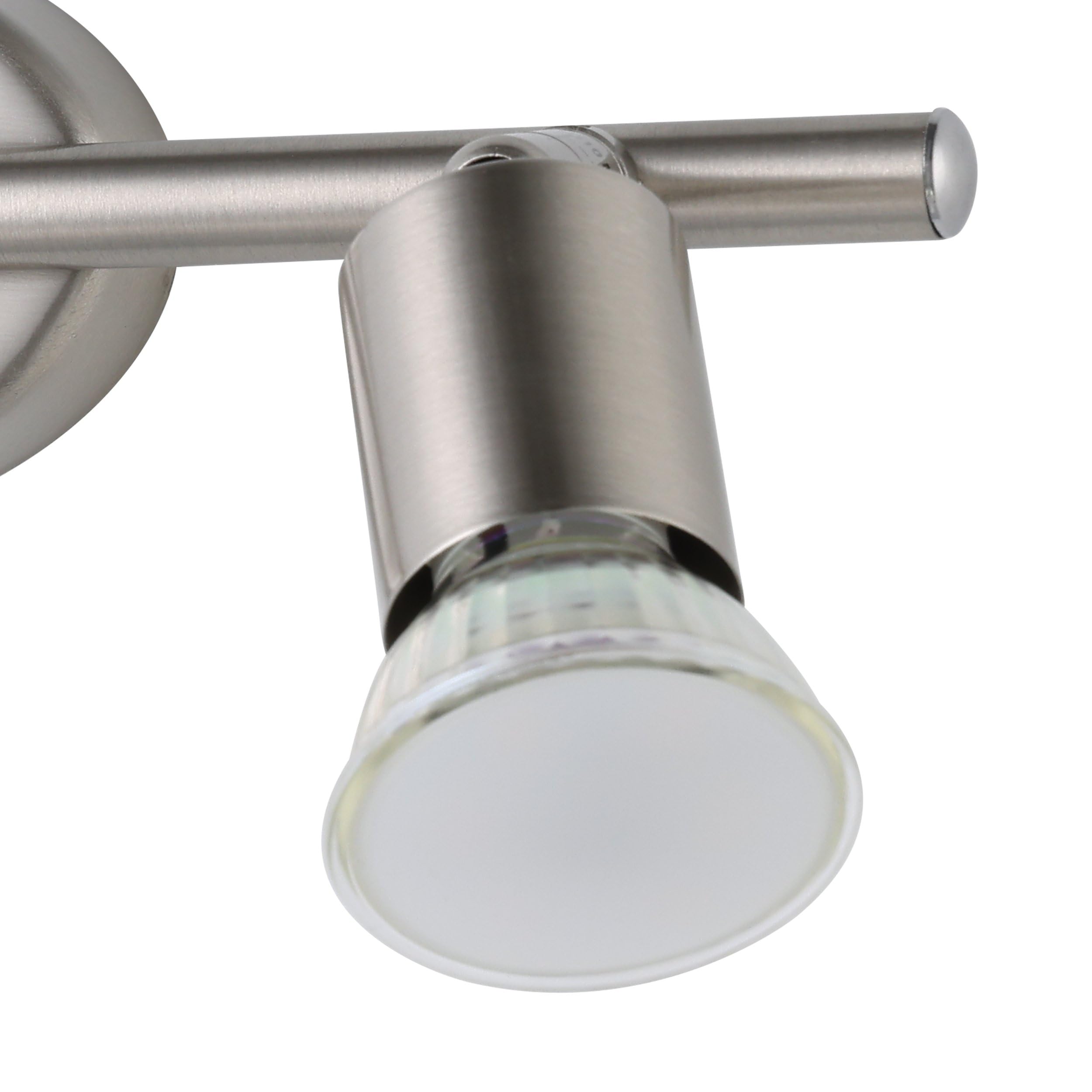 Eglo LED Lampada da soffitto Buzz-LED, lampada a 2 luci, faretti da soffitto in metallo nichel opaco, lampada per soggiorno, lampada da cucina, spot con lampadine GU10, luce calda, L 28,5 cm