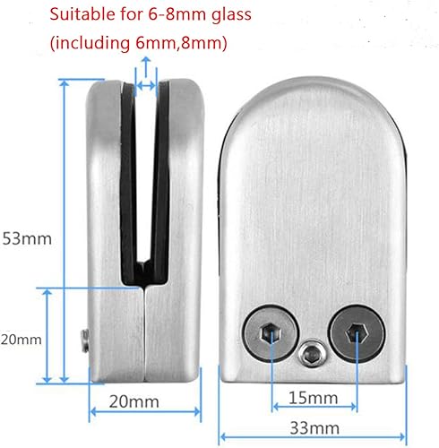 Miniatura 4 de MYOYAY Abrazadera de vidrio Soporte de vidrio redondo de acero inoxidable Soporte de vidrio ajustable Abrazaderas de clip de vidrio para vidrio