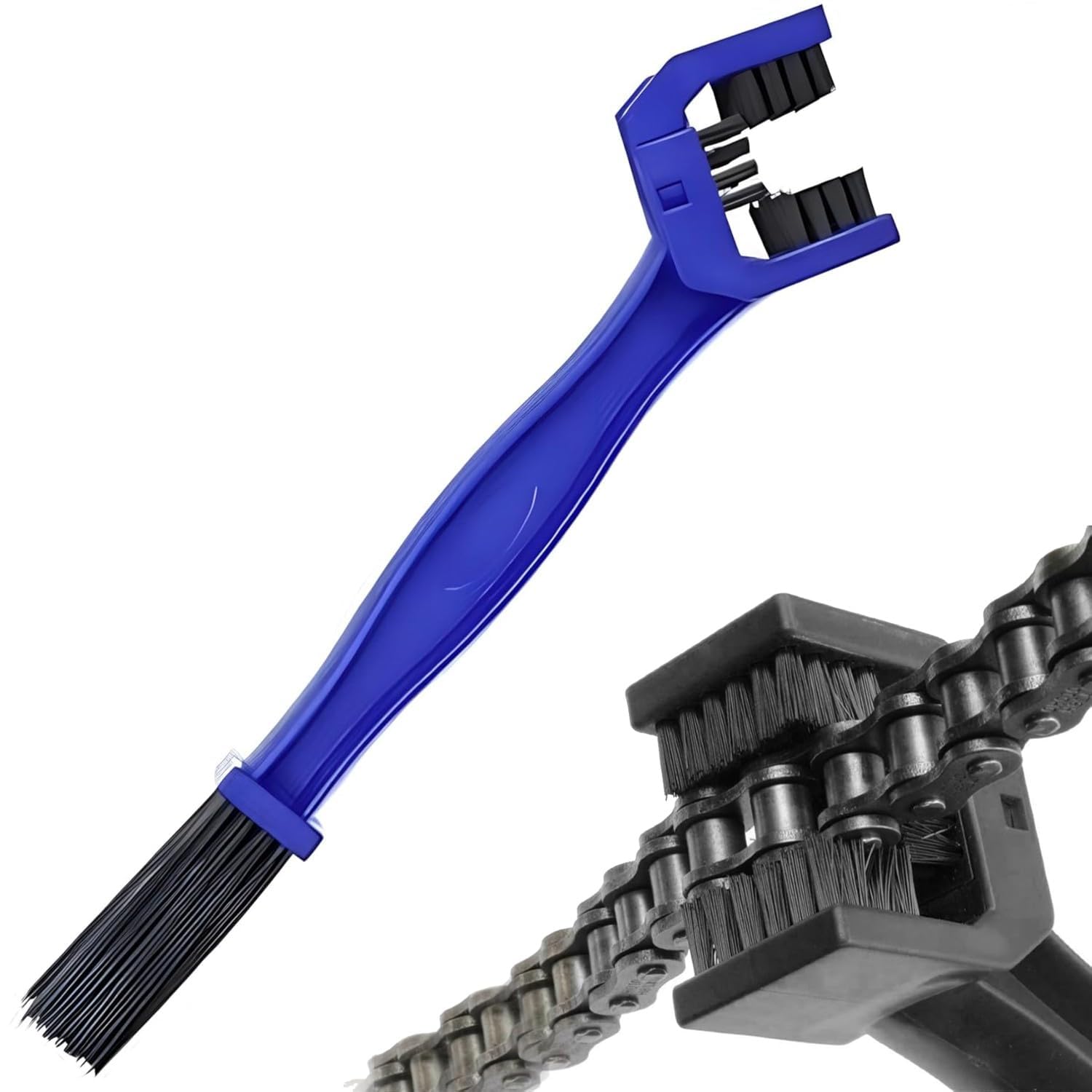 Motorcycle Chain Cleaning Brush - Blue | Dual-Sided Bristles, Bike Chain Maintenance Tool | Ideal for Quick Cleaning of Cycles, Motorcycles (pack of 1)-picture-23