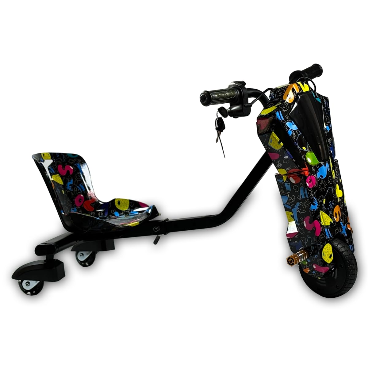 36V Mini Drift Scooter for Kids | Electric Ride-On with 360° Drift Action, LED Lights, Music & Stylish Designs | Durable, Safe, and Fun for Boys & Girls Ages 5-10 (Black Numbers & Symbols)