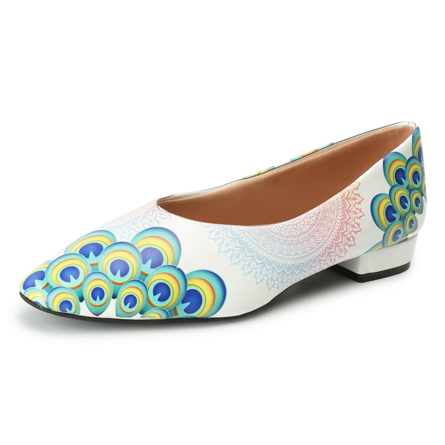 Women Multi Color Peacock Design Flat Bellies-image-49