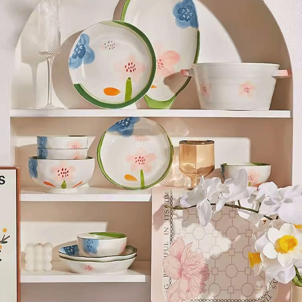 Tazones de Ramen Tazones de frutas Tazón de arroz doméstico de cerámica de 4 pulgadas, cuenco de comer, cuenco de sopa, tazón pequeño, apto para microondas y lavavajillas Ensaladera Platos planos