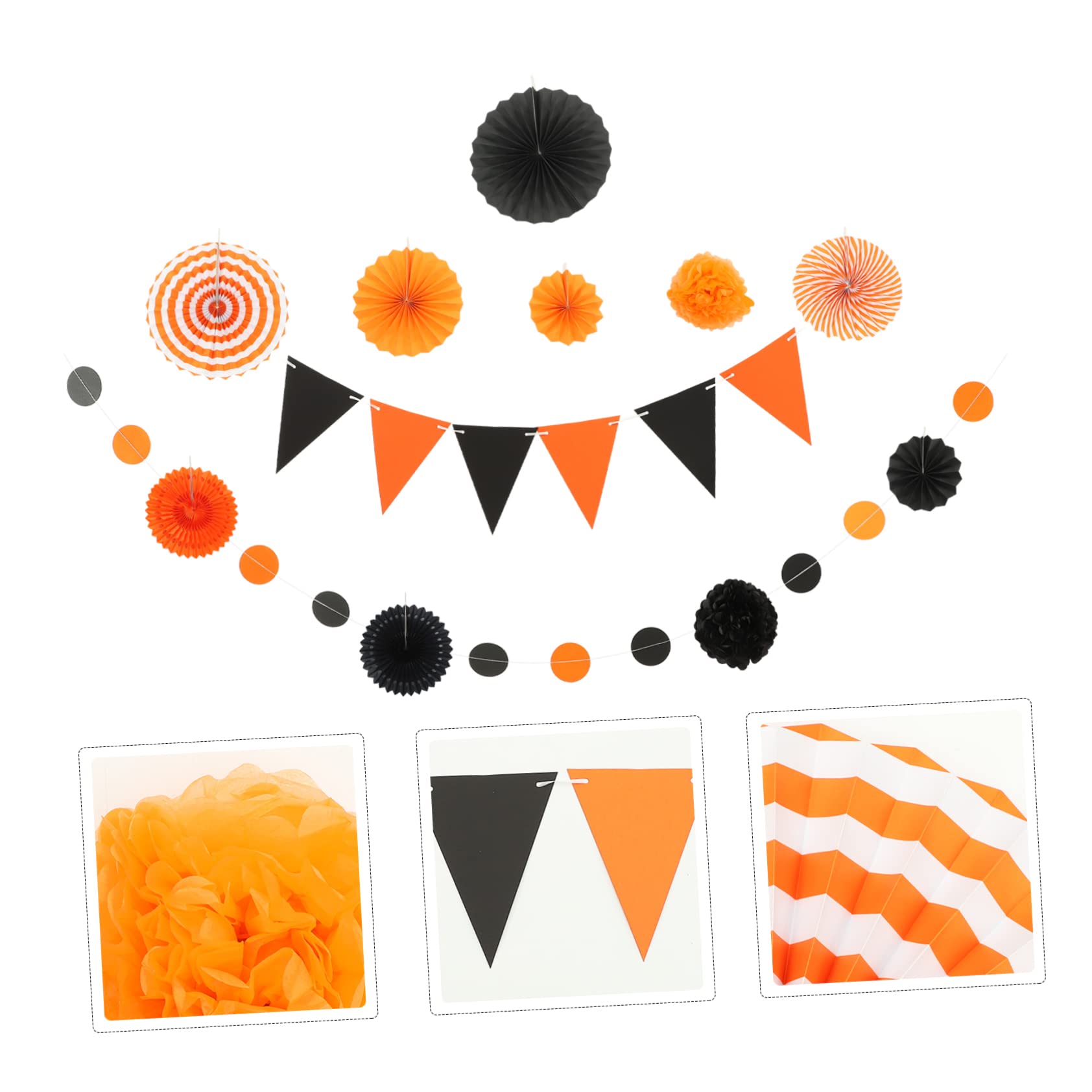 Alasum 4 zestawy wachlarz origami, papierowy wachlarz, wisząca dekoracja, baner, dekoracje ślubne na ceremonię, Happy Halloween, przyjęcie, baner, papierowy, okrąg, girlanda, dekoracje na Halloween