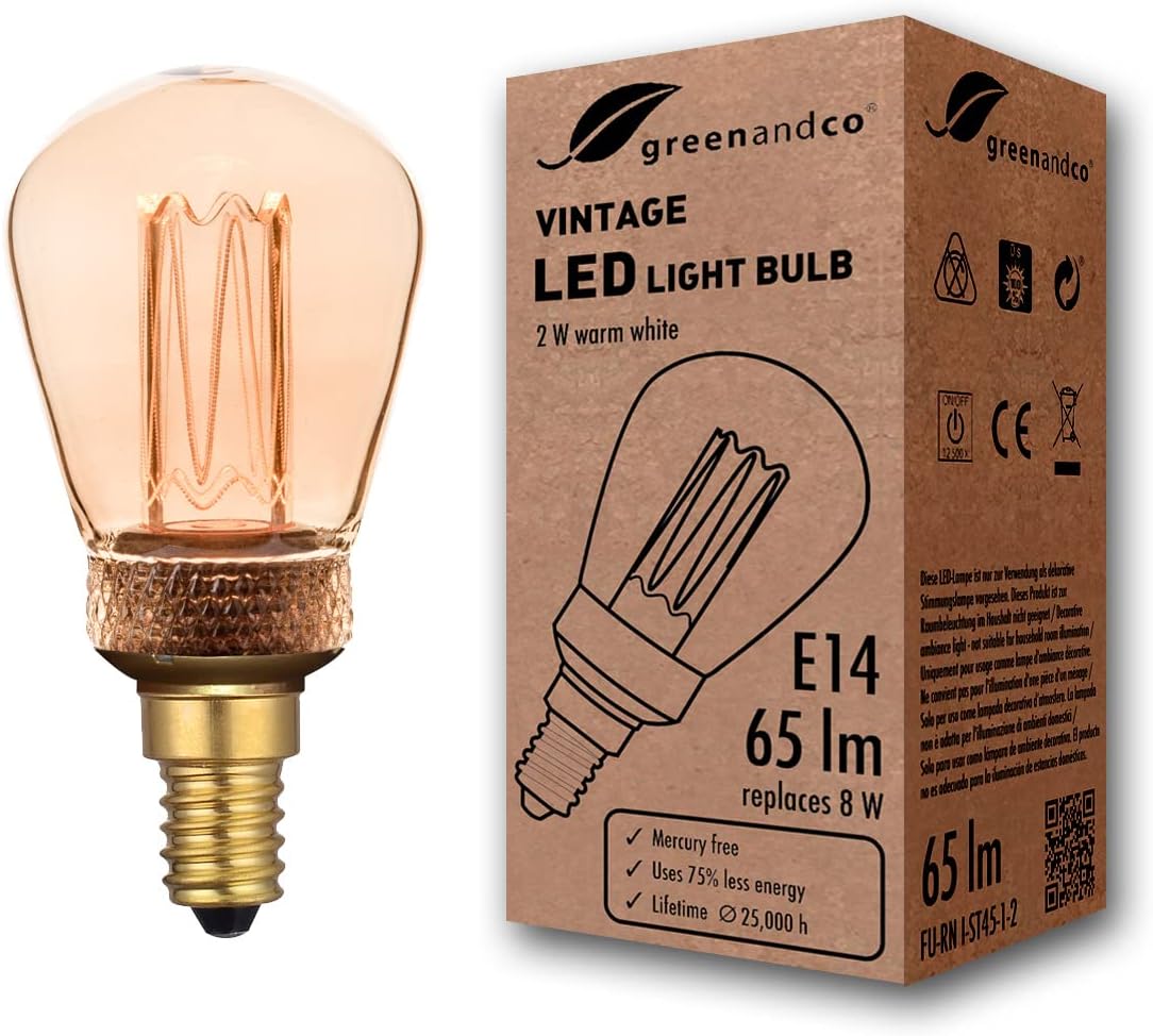 LED E14 ST45 2W 65lm 1800K amber