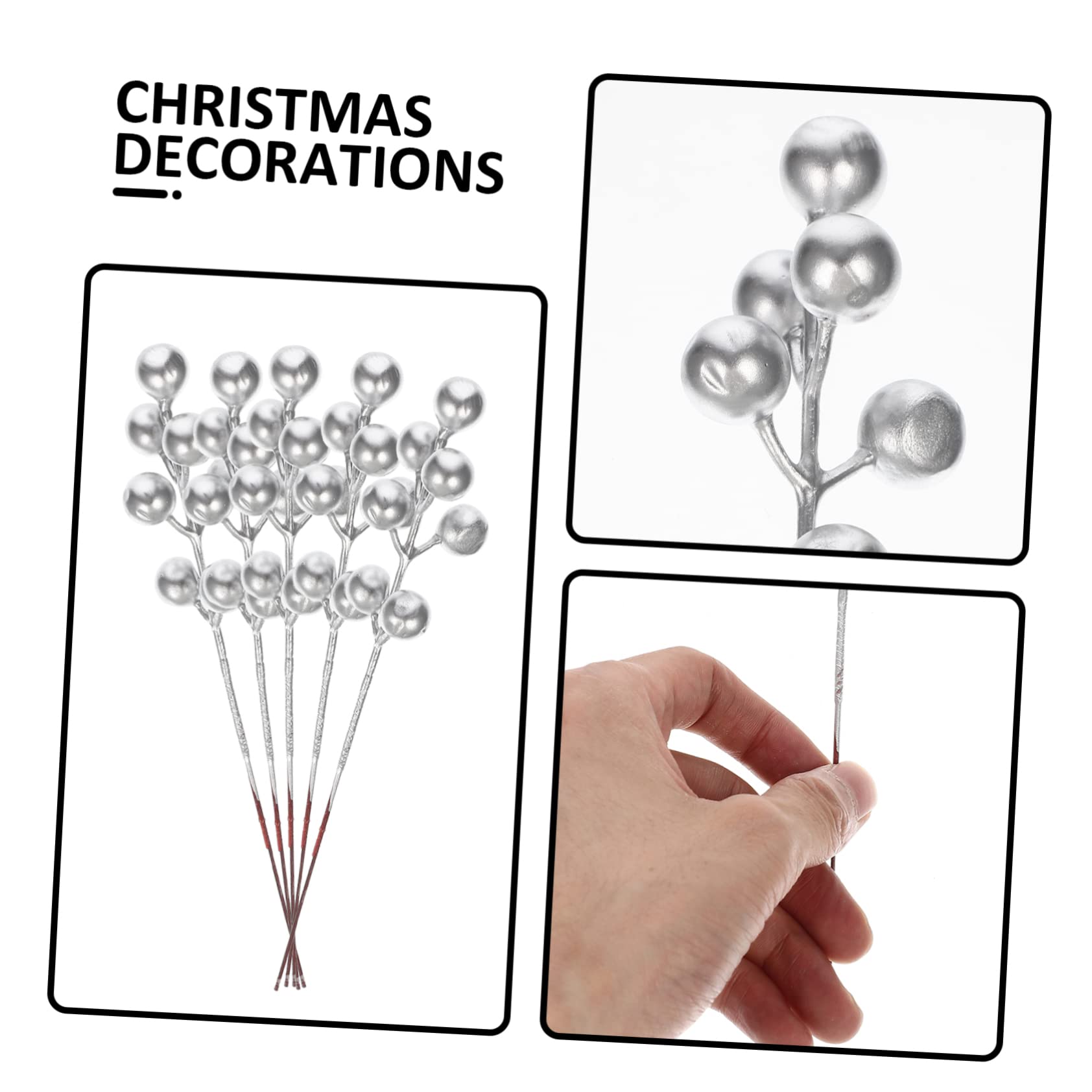 PRETYZOOM 120 Piezas De Racimos De Simuladas De Acebo En La Rama Tallos De Rojas Artificiales Ramas Artificiales De Frutas Rojas De Navidad Tallo De Artificiales De