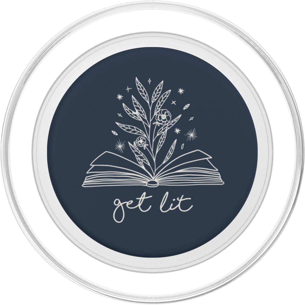 Get Lit - Cute Book Lover Reading Design (Navy Blue) PopSockets MagSafe PopGrip for iPhone