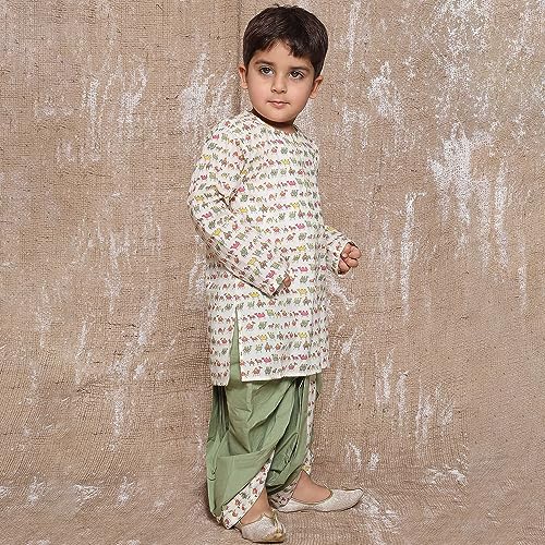 Image of AJ DEZINES Kids Ethnic Wear Pure Cotton Dhoti Kurta Set For Boys