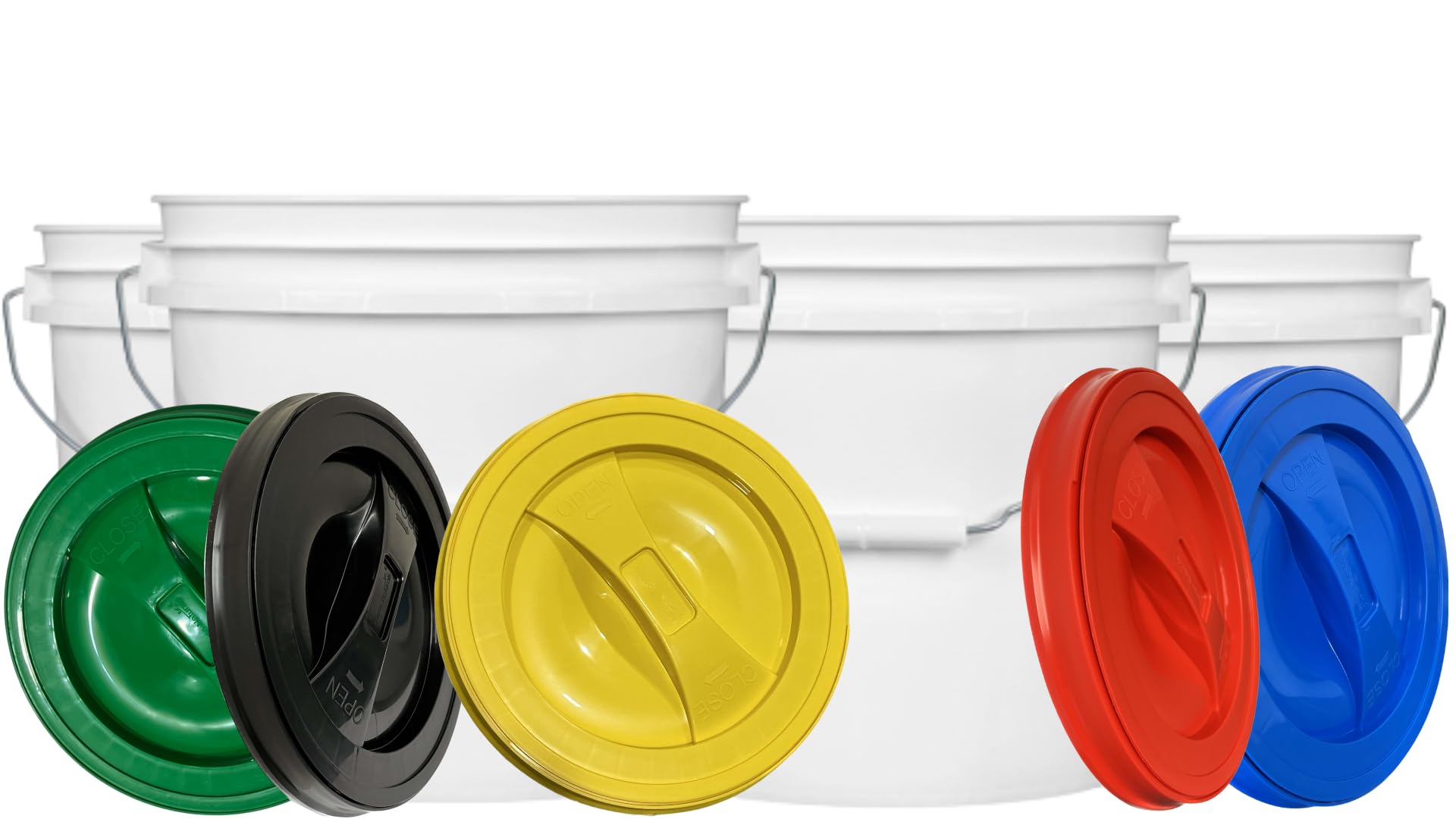 House Naturals Plastic Bucket with Screw on Lid - Food Grade 2 Gallon Container - Made in USA (Pack of 5)