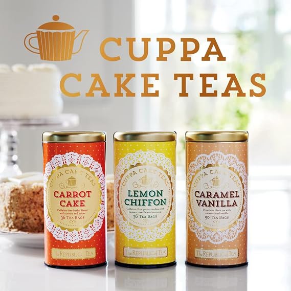The Republic of Tea - Caramel Vanilla Cuppa Cake, 250 Tea Bags, Blended Fine Black Tea, Gluten-Free