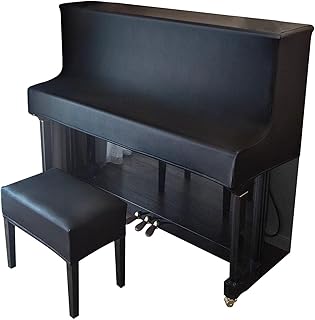 Upright Piano Half Cover Thickened Technical Cloth Piano Cover Piano Cover with Bench Cover Suitable for All Upright Pianos(A,160*135cm)