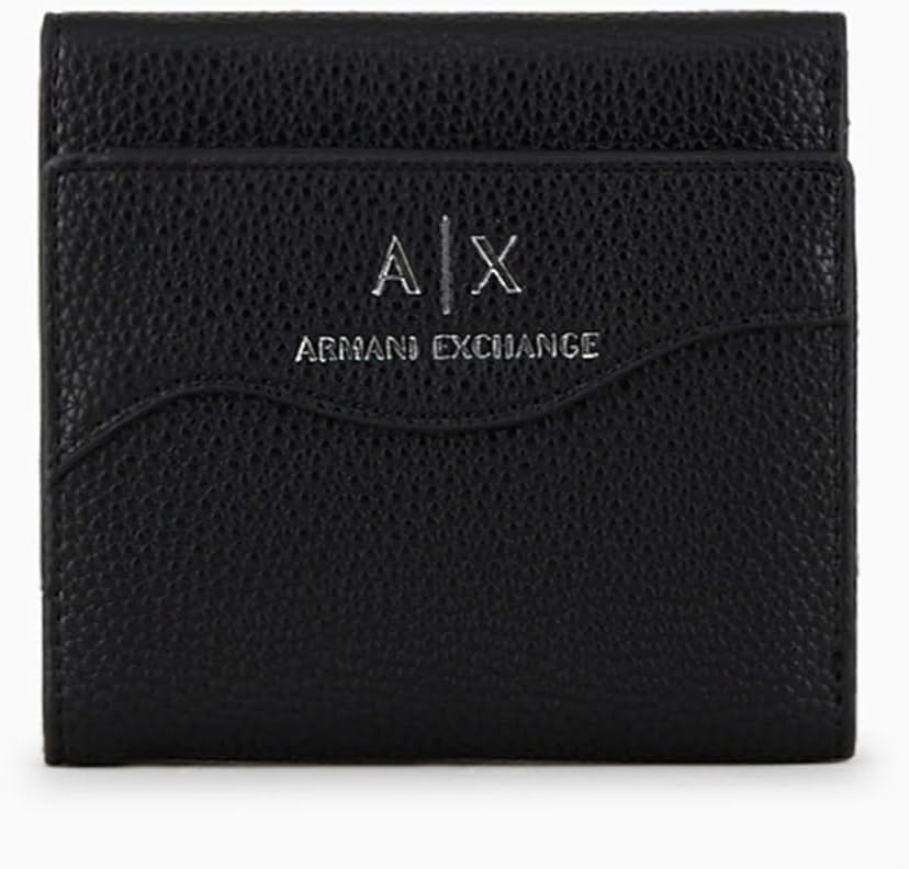 Armani Exchange Women's Snap Lock Card Wallet, Black, One Size