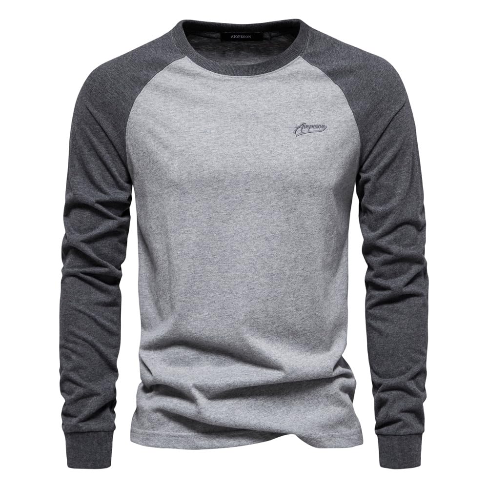 Maglietta Uomo Maglietta da Uomo A Maniche Raglan, con Cuciture A Manica Lunga, Casual da Uomo, in Cotone-Verde-m