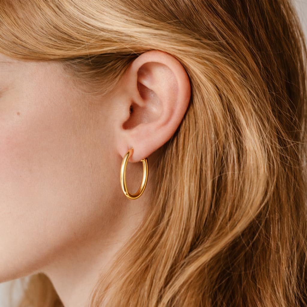 14K Gold Earrings for Women - Lightweight, Hypoallergenic, Swiss Craftsmanship, Classic Round Design - Ideal Gift for Sensitive Ears, Everyday Wear & Yoga Enthusiasts with 14k Gold Earrings