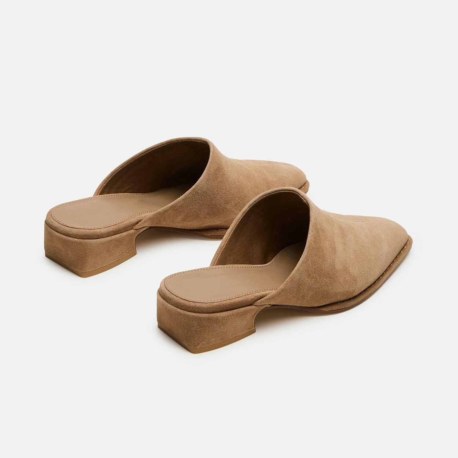 KiutSymo Womens Chunky Heel Mules Square Closed Toe Backless Heeled Mules Pumps Slip On Comfortable Fashion Casual Office Slide Shoes Sandals