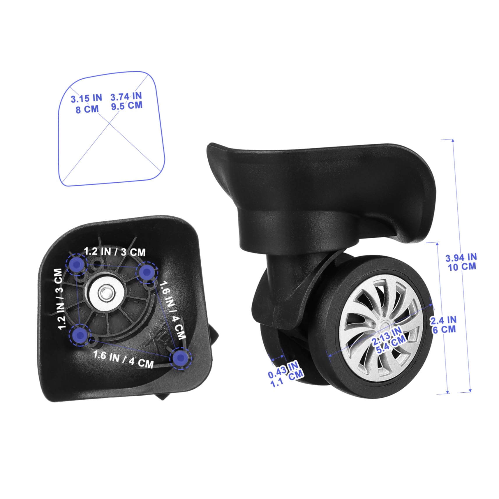 4 Pezzi Ruote Per Sostituzione Bagagli Ruota Di Ricambio Per Bagagli - Foto 12