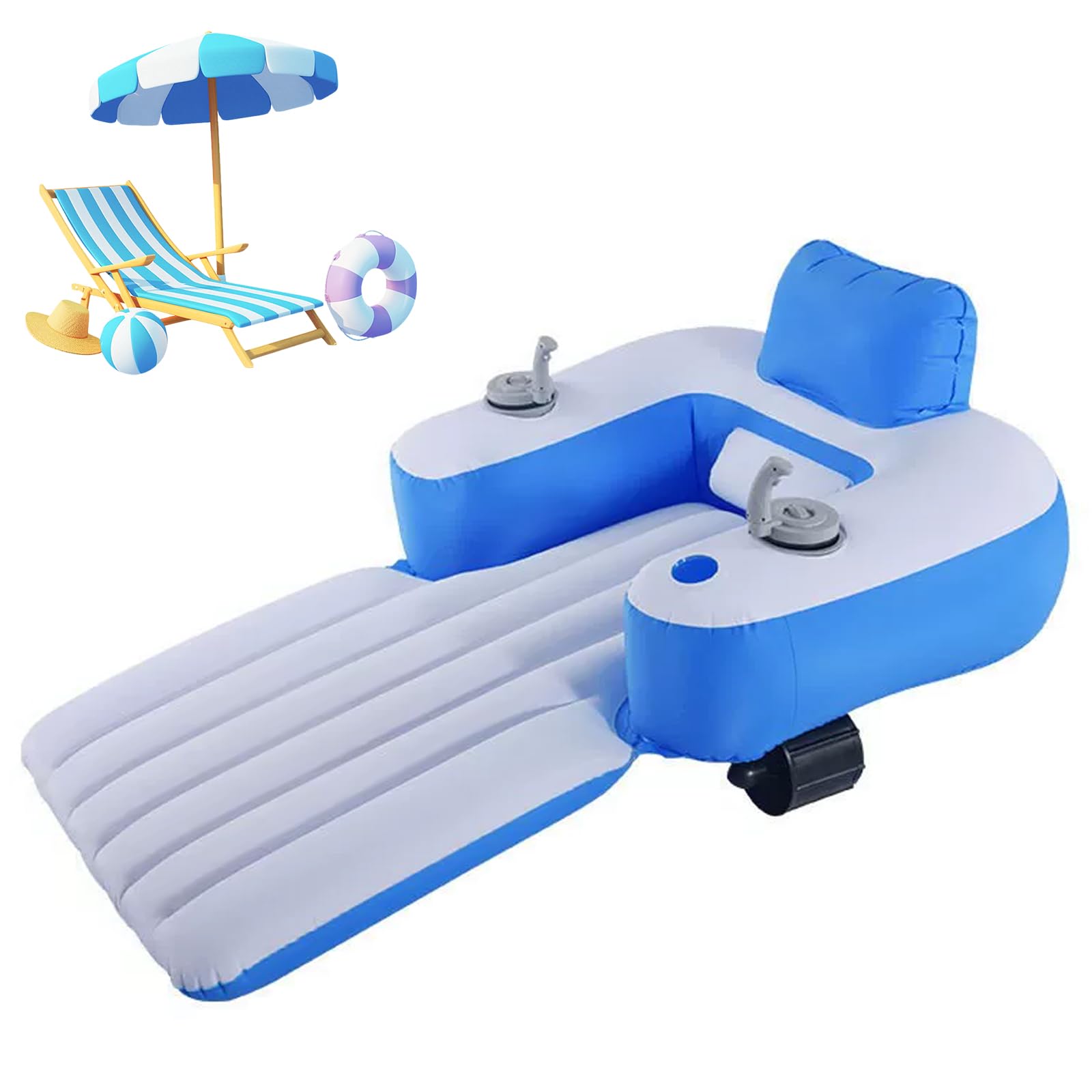 Flotador De Piscina Motorizado Sillon Inflable Flotante Hamaca De Agua Confortable Tumbona Robusta para Tomar El Sol Adultos Piscina Lago Playa Recreacion Y Diversion En El Jardin
