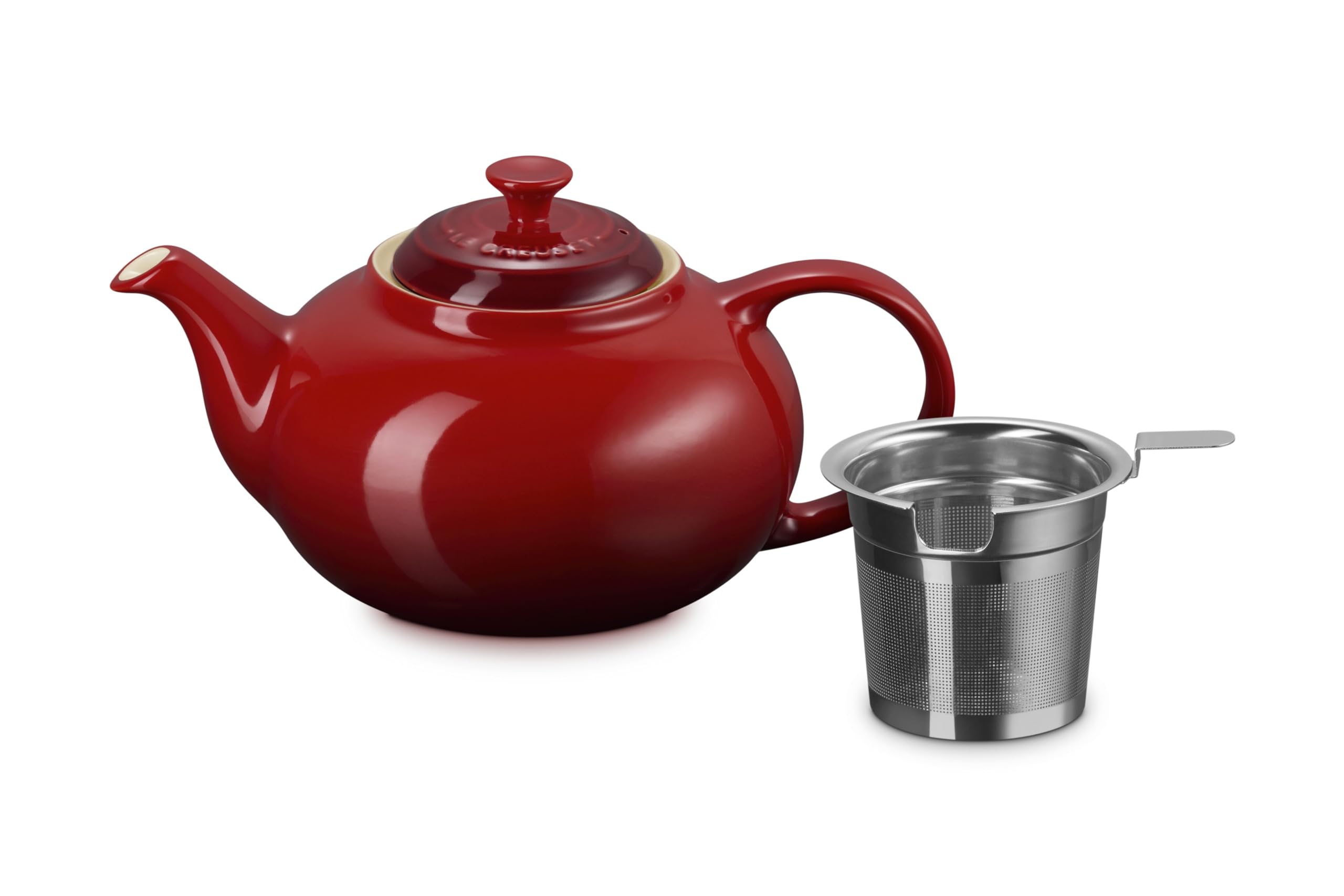 Le Creuset Stoneware Teapot with Stainless Steel Infuser, 1.3l, Cerise