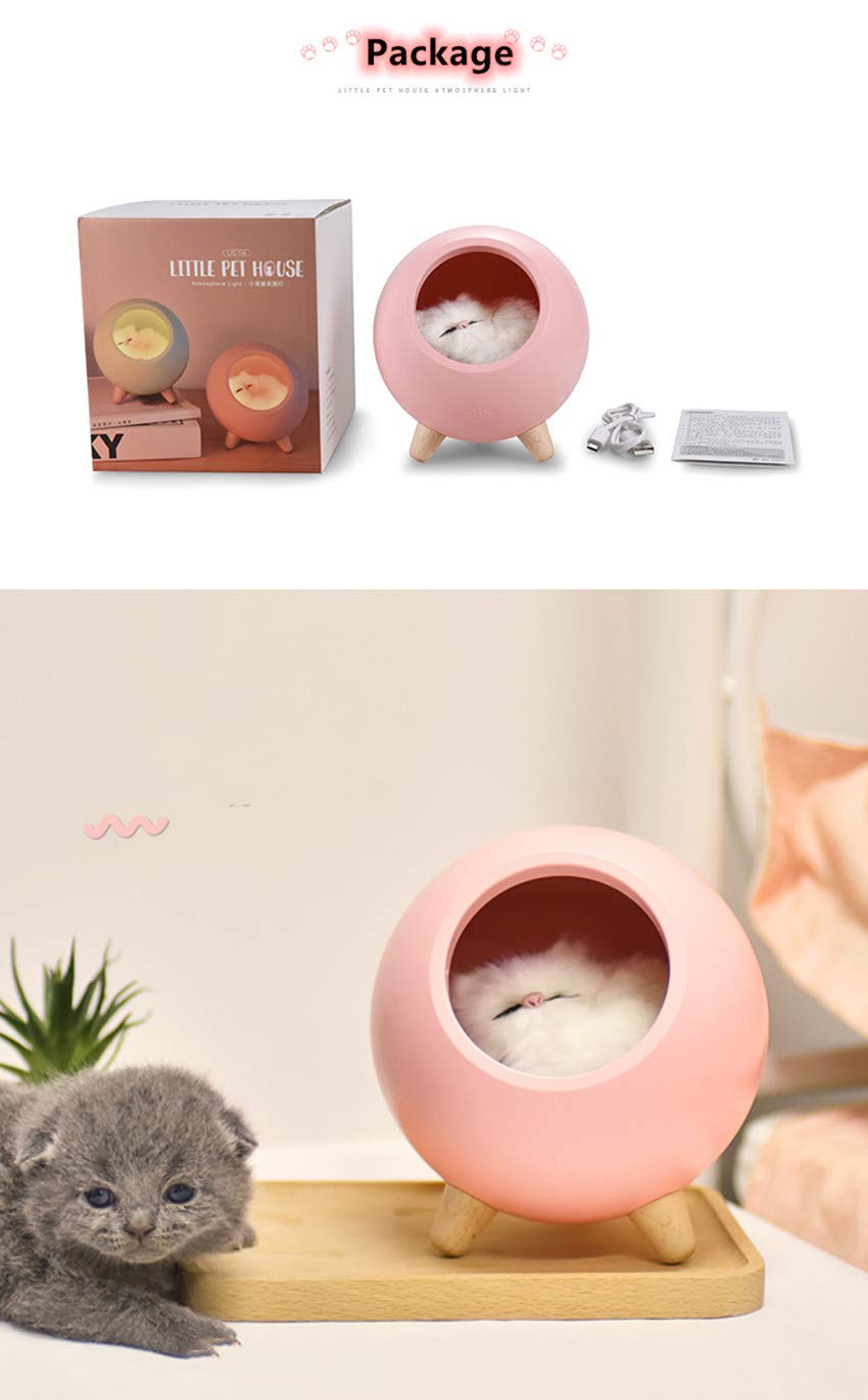 Fantasee Cat House Luce Notturna A Forma Di Casetta Per Gatto - Lampada LED Touch Dimmerabile E Ricaricabile USB Per Cameretta - 3