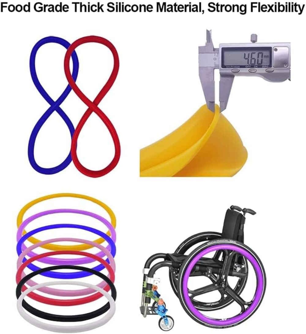 Copertura per Spinta Manuale, coperture per Cerchioni di Spinta per Sedia a rotelle da 20/22/24 Pollici, Copertura Protettiva in Silicone per Anello di Spinta per Ruota Posteriore