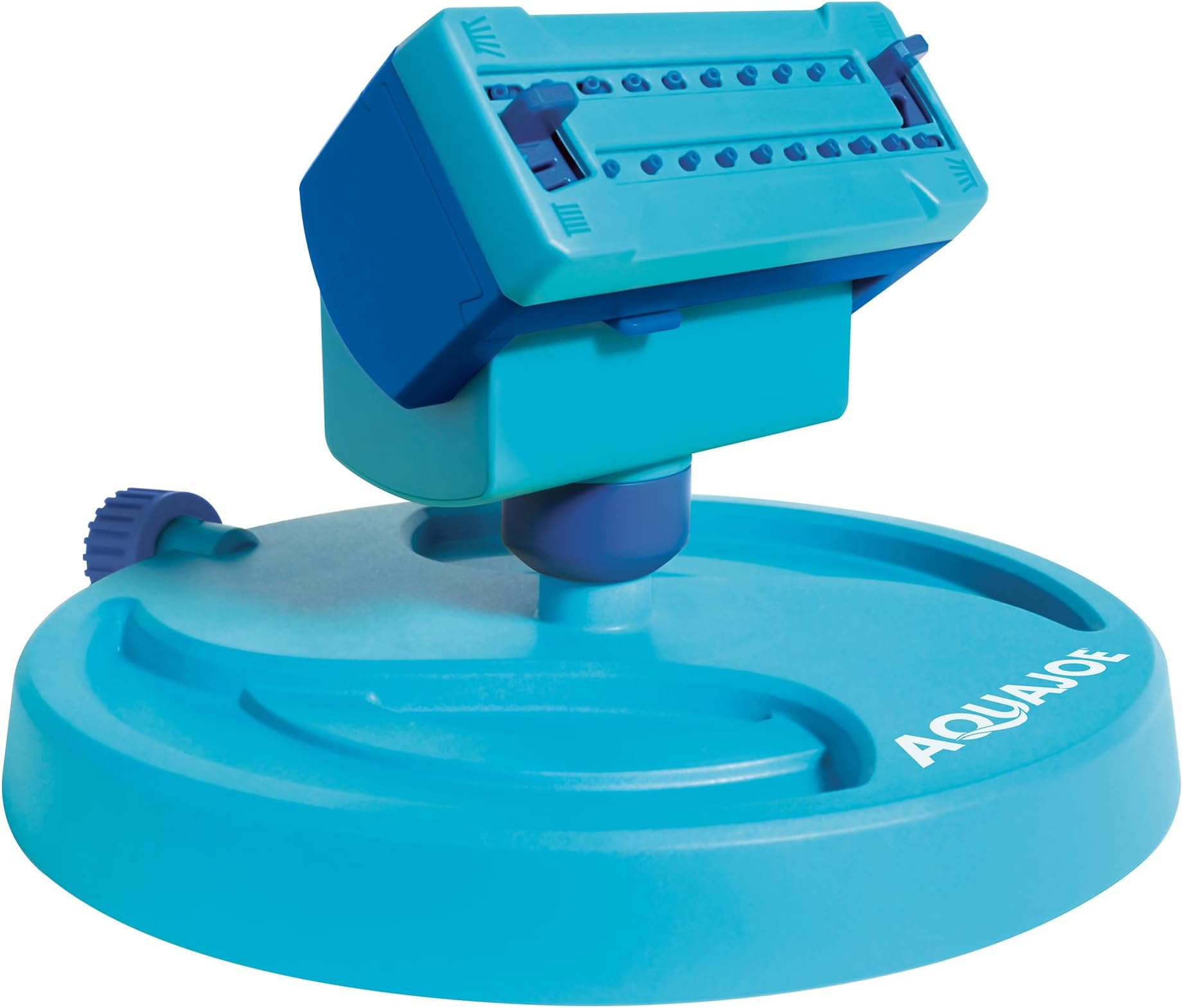 AJ-OSPR20 20-Nozzle Max Coverage Adjustable Gear Driven Oscillating Sprinkler on Sled Base, Blue
