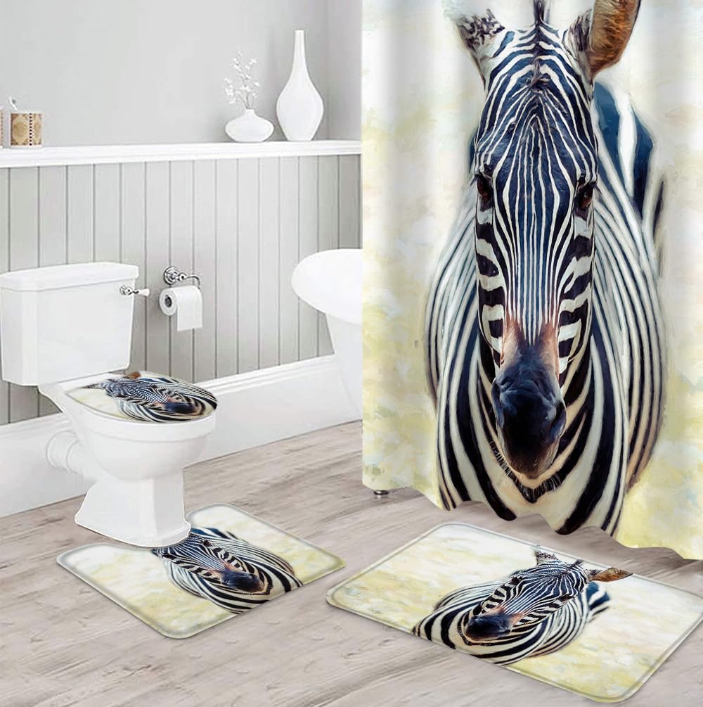 Curtain Zebra Bathroom Themes