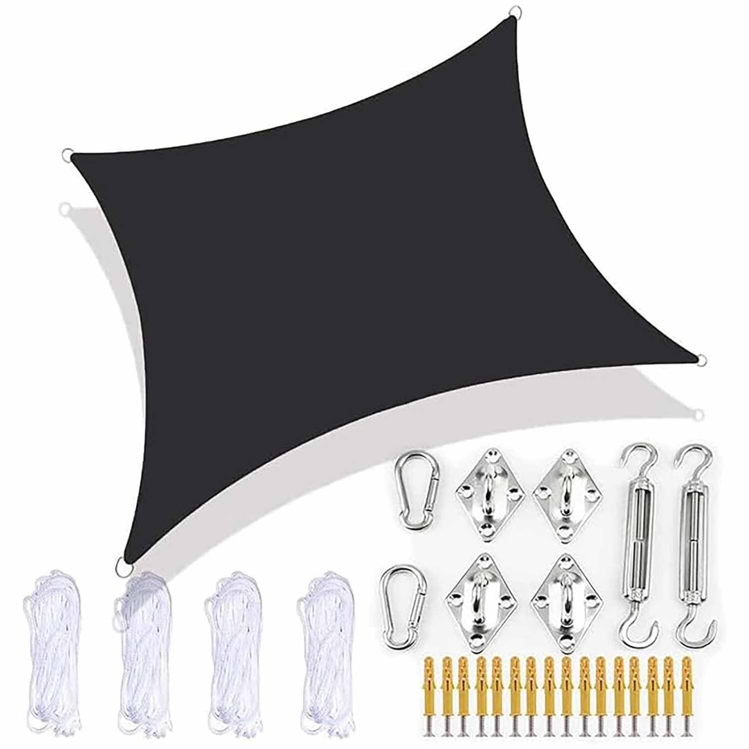 Ffsaacol Outdoor Shade Sail, Sun Shade Sails For Patio UV Blockage, Shade Sail Rectangle Waterproof with Fixing Kit, for Outdoor Patio Garden Pergola, Easy to Install G, 13x13ft/4x4m