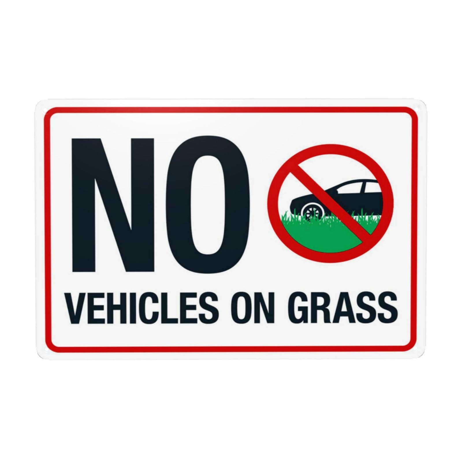SMAZDFXX No Vehicles On Grass Sign Metal Signs, Cautions Security Tin Sign, Safety Warning Signs, Street Business Wall Decor 12"x16"
