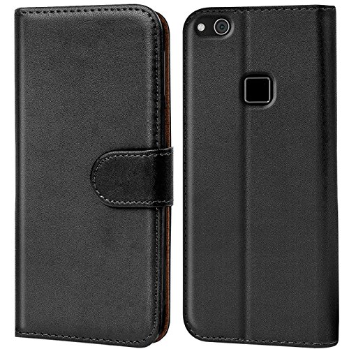 Verco custodia per Huawei P10 Lite, Case per P10 Lite Cover PU Pelle Portafoglio Protettiva, Nero