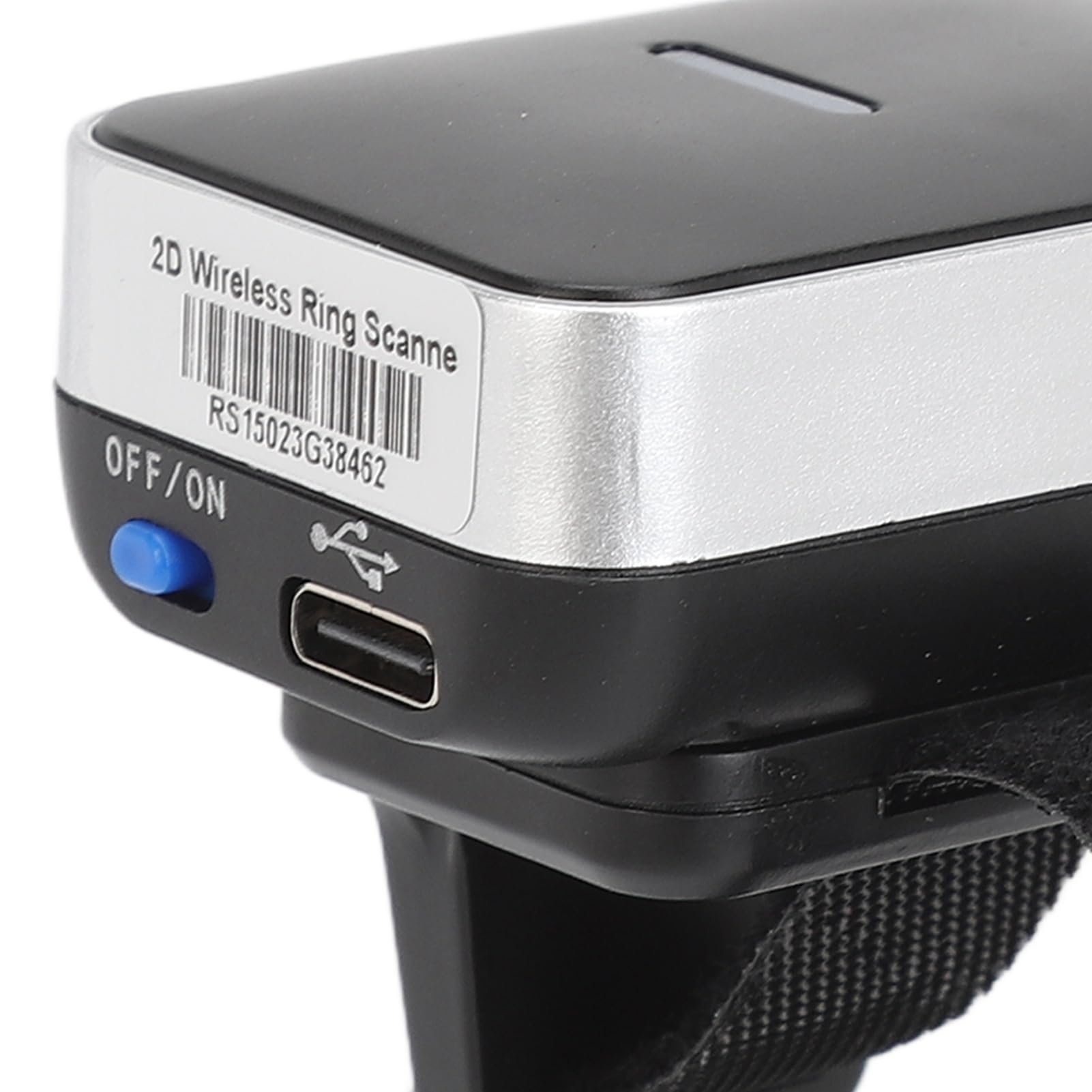 Gonetre Escáner de Código de Barras de Anillo, Lector de Código de Barras de Dedo Portátil Inalámbrico 1D 2D QR con Cabezal Giratorio 180, para Teléfono POS de Computadora