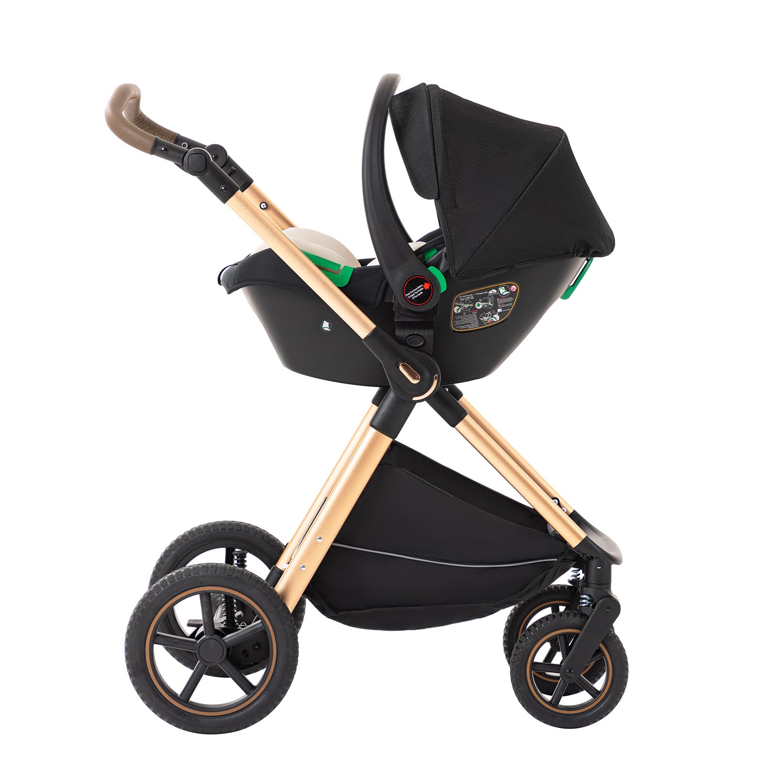 Poussette 3 en 1 avec porte-bébé 0 à 4 Ans jusqu'à 22 kg Pliable Noir