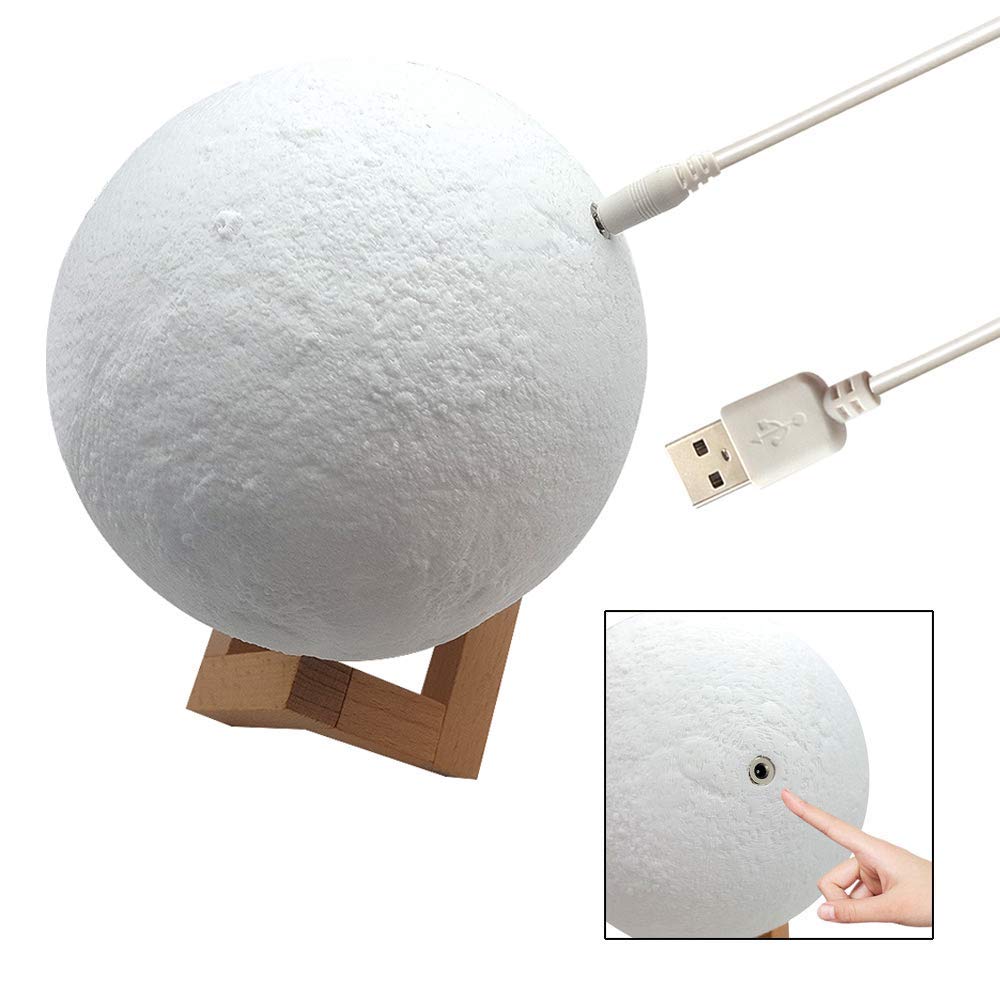 Lampara Luna Personalizada 3D Con Tu Foto Y Texto, USB Recargable 16 colores Control remoto y táctil controlar, Regalos para Novio, Novia, Amigo, Padre y Tu Madre, Moon Light Lamp Diámetro (15cm)