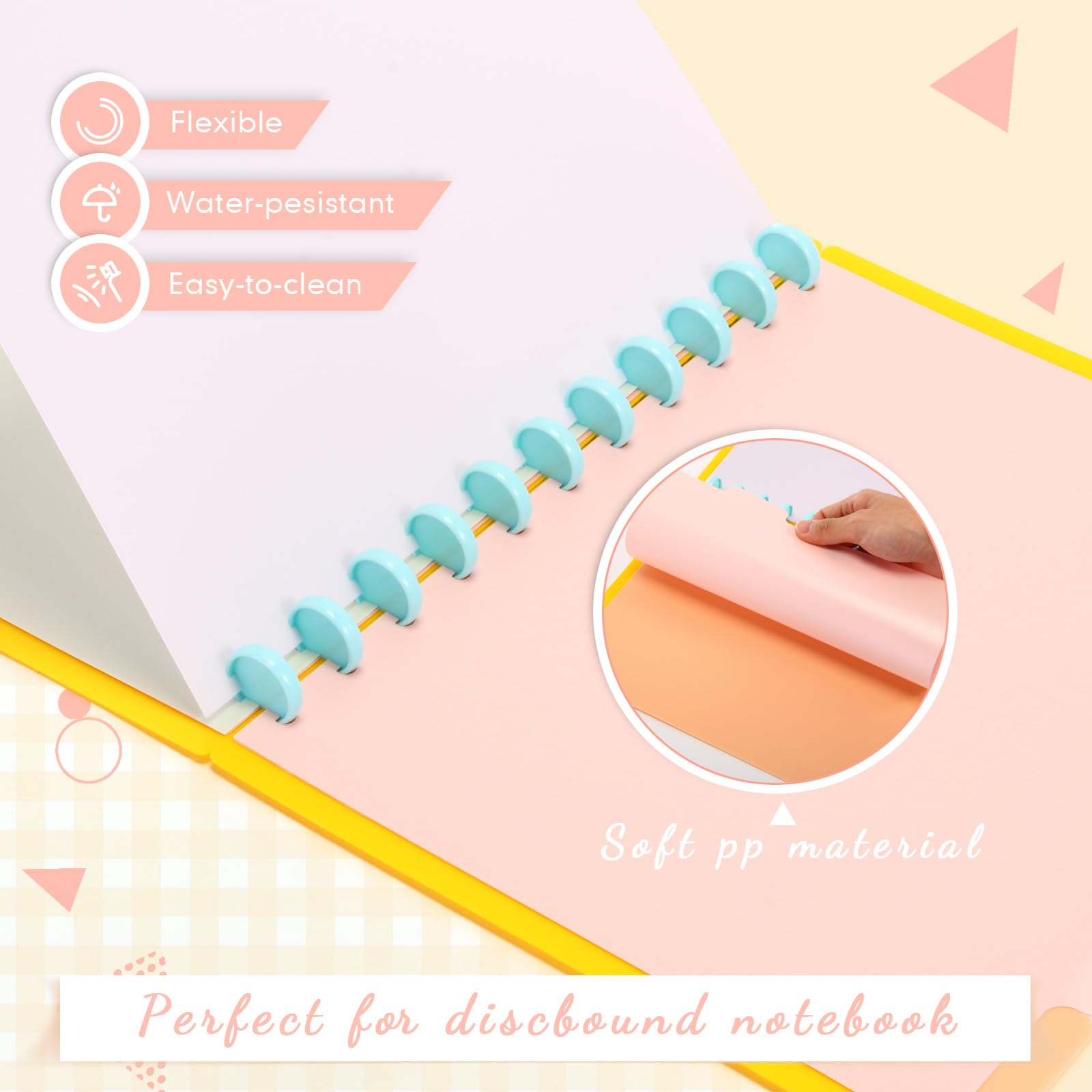 Dispowreath 6 Sets 5 Tab Note Taking System Discbound Tab Dividers 8.5 x 11 Inch Letter Size Plastic Dividers Multicolor 5 Colors for Office Subject Document (Dream Color) - Image 3