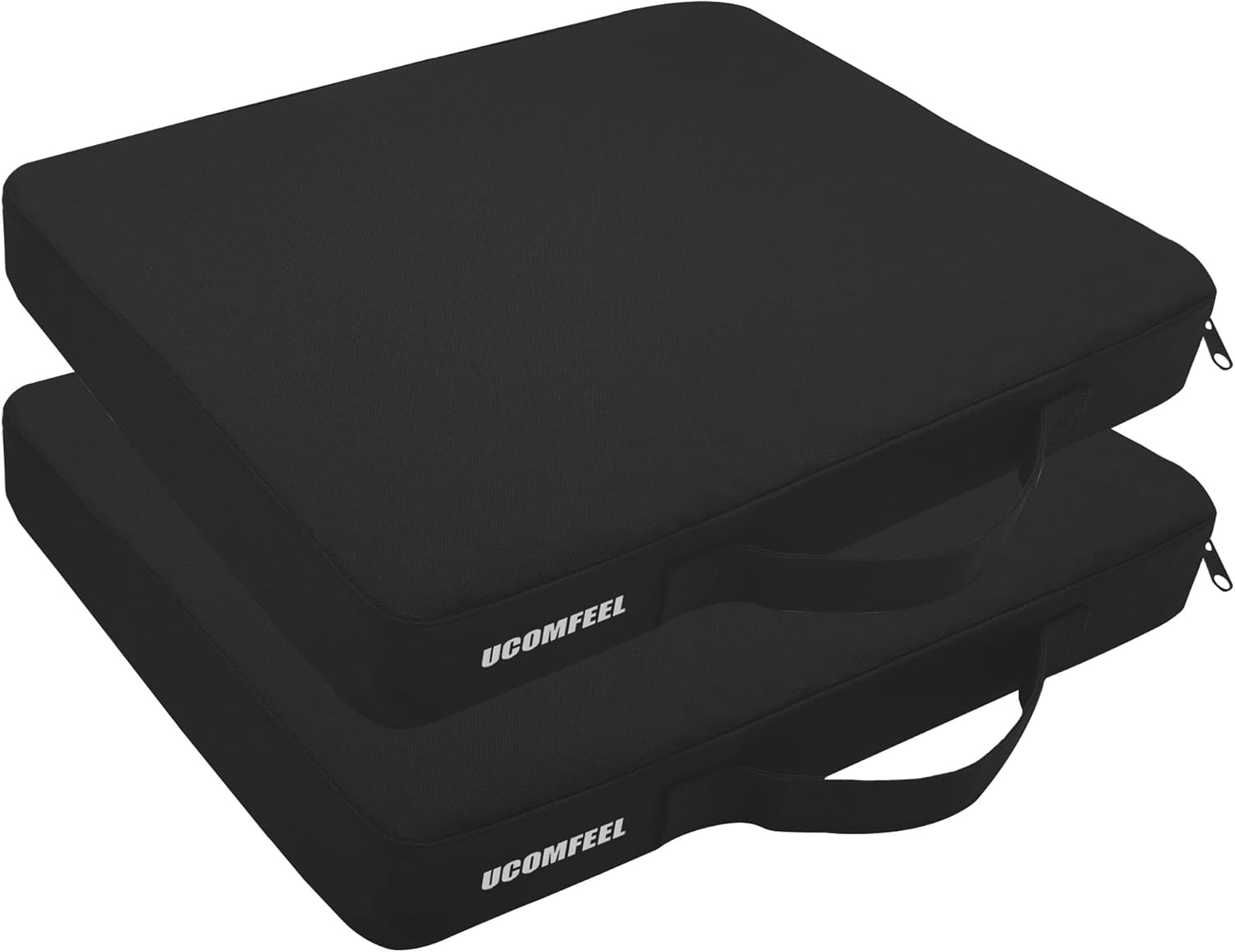 Stadium Seat Cushions, Portable Bleacher Cushions with Handle, Waterproof Oxford Fabric, Zipper Design (Black - 3 Pack)