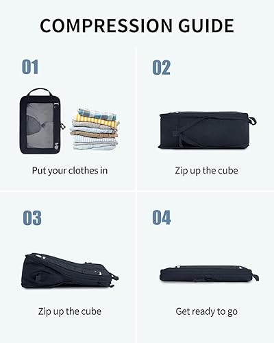 Miniatura 8 de ECOHUB Juego de 5 cubos de compresión para maletas, bolsas organizadoras, artículos esenciales de viaje con bolsas para zapatos para viajes