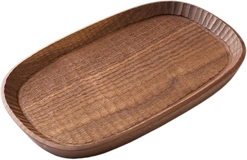 Mobestech Walnut Snack Plate Wooden Trays Round Coffee Table Tray Food Serving Tray Bandejas Decorativas para Mesa De Sala Coffee Table Trays Wooden