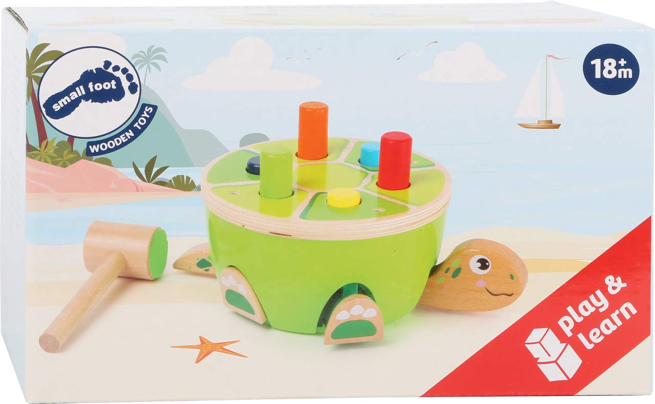 small foot Klopfspiel Schildkröte aus Holz, Motorikspielzeug für Kinder ab 12 Monaten, 11221