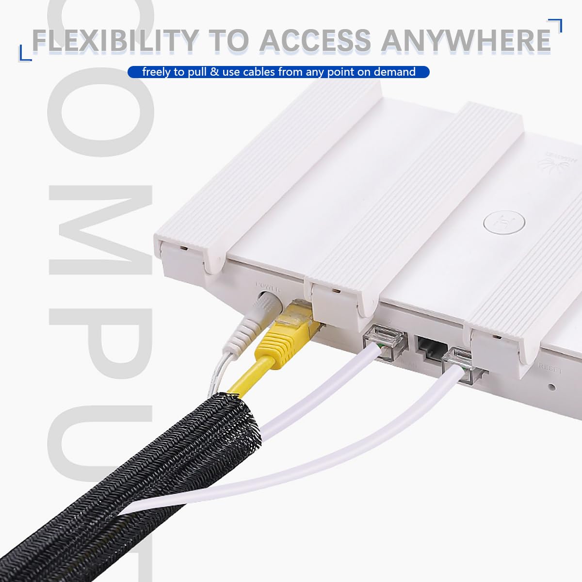 ILLUVA 10FT Black Cable Tidy Sleeve (Φ1/2"), Flame-Retardant Desk Cable Management for USB & Computer Wires - Image 3