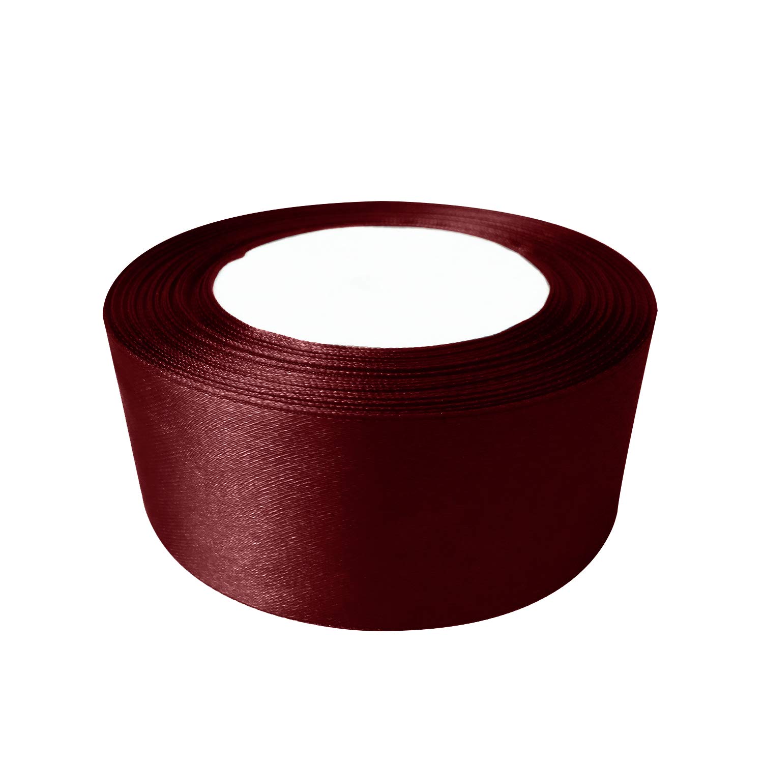 Trimming Shop Burgundy Ribbon Roll - 50mm x 25 Metres - Double Sided Satin Brightly Coloured - 100% Polyester - for Gift Wrapping, Decorating, Arts and Craft - Machine Washable