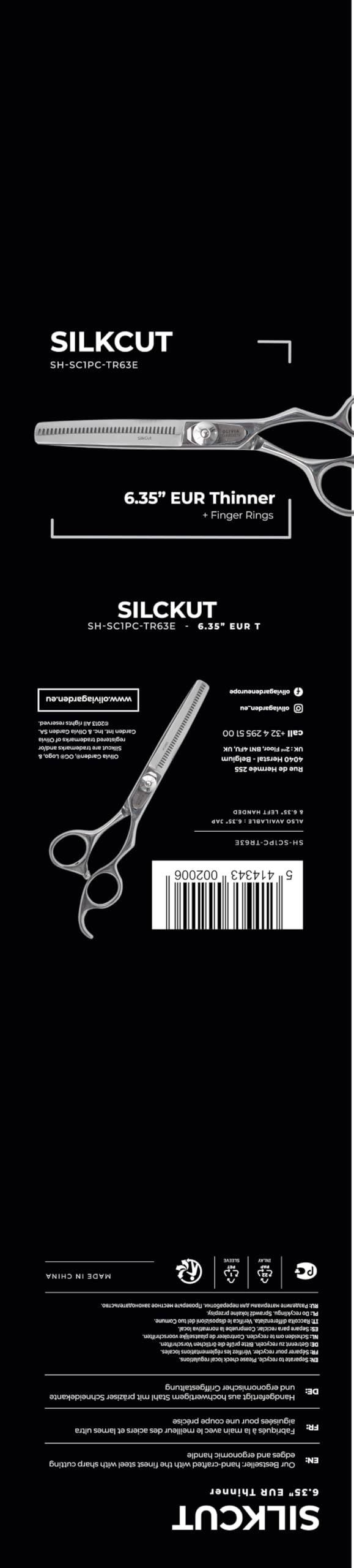 Olivia Garden Silkcut 6.0" 35 denti Forbici Europee per Sfoltimento - Forbici per Destri - Sfoltitura di Precisione, Manico Ergonomico, per Parrucchieri Professionisti