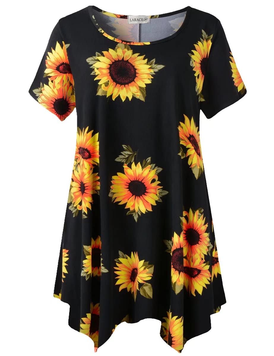 LARACE Short Sleeve Shirts for Womens Plus Size Tops Casual Summer Clothes Asymmetrical Tunic Blouses