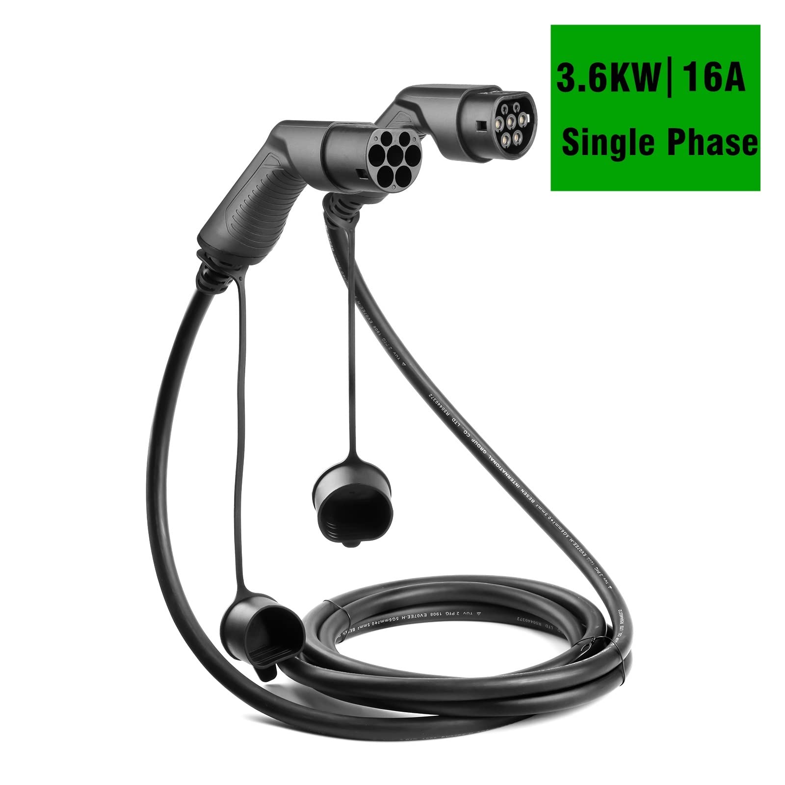 Ładowarka EV, Kabel ładujący EV 32A 22KW trójfazowy przewód elektryczny pojazdu do stacji ładowarki samochodowej typ 2 EVSE wtyk żeński na męski IEC 62196(16A 1Phase-3.6KW)