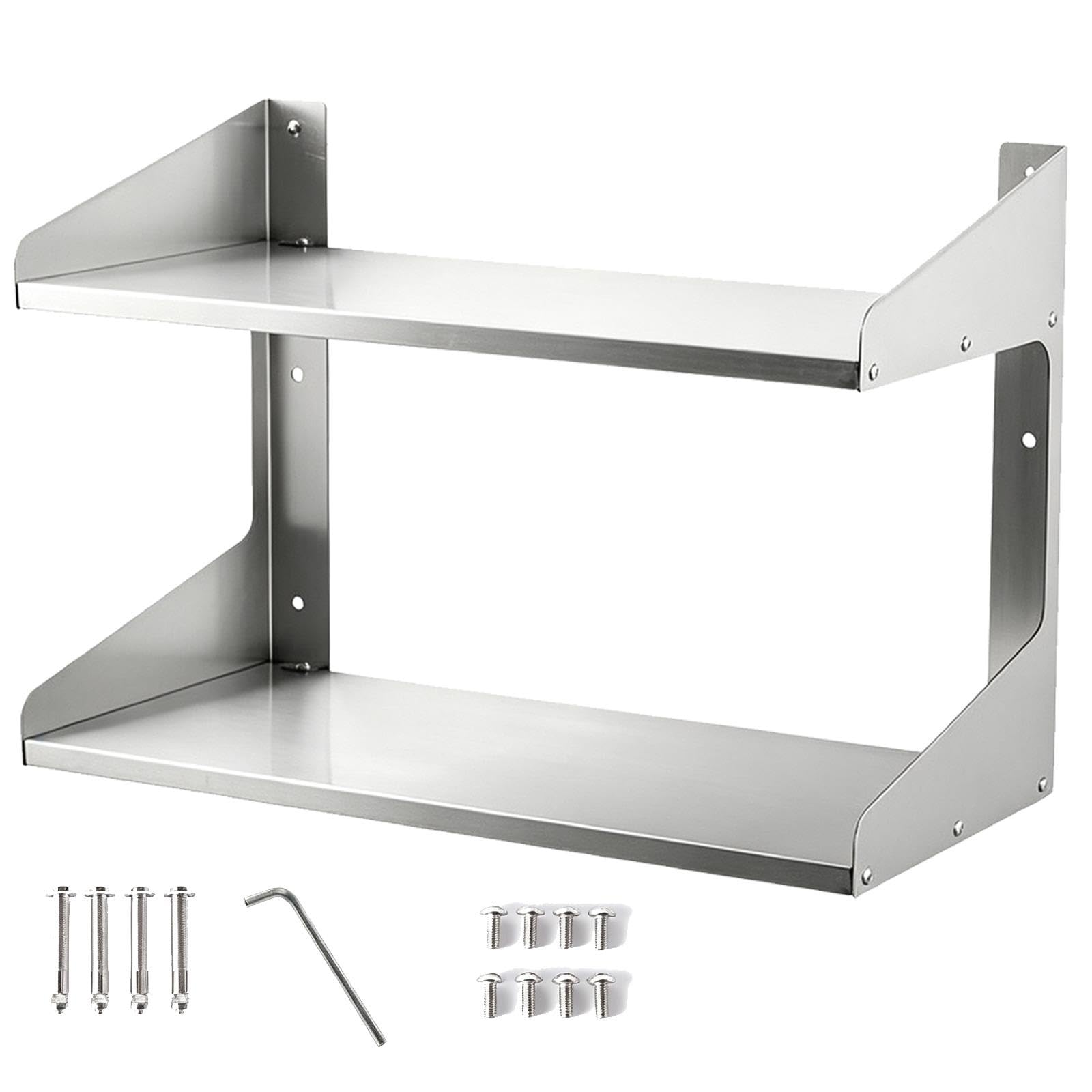 Mensola da Parete a 2 Livelli, Acciaio Inox 304 Supporto Carico 75kg