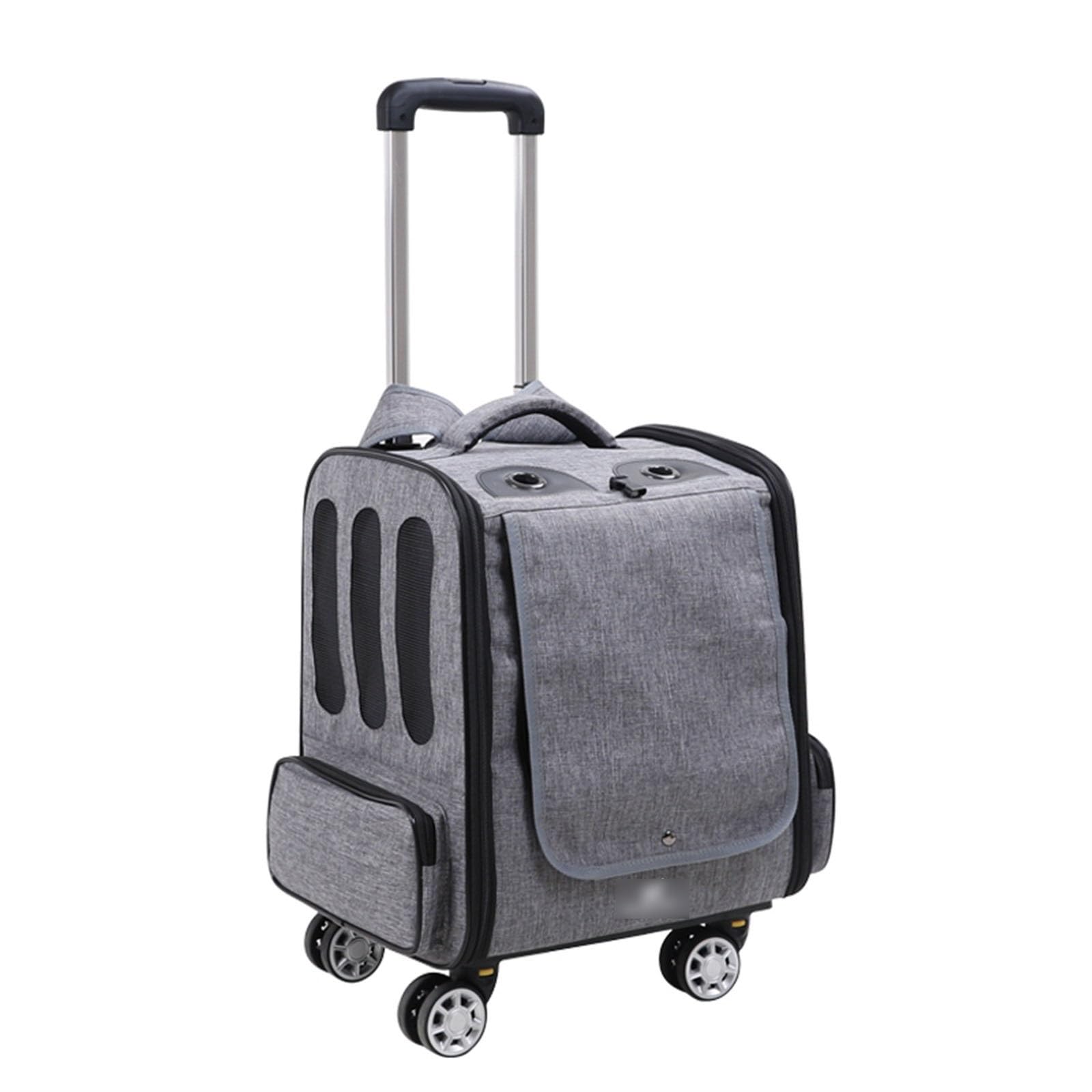 Mochila transportadora for Mascotas con Ruedas, Cochecito for Mascotas, transportador de Viaje, Mochila cómoda for Gatos, Ruedas extraíbles y Ventanas de ventilación (Color : Gray-A)