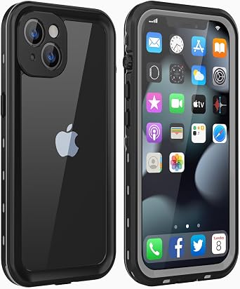 Design for iPhone 13 Case Waterproof, Full Body Phone Case with Screen Protector & Camera Lens Protector, Shockproof Dust Proof Phone Case for iPhone 13 6.1 inch Black