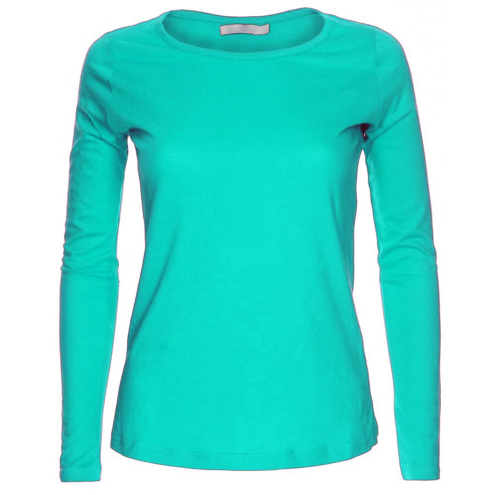 Missloved Ladies Womens Plain Long Sleeve Round Neck Top, Aqua, M/L to fit UK 12 - 14
