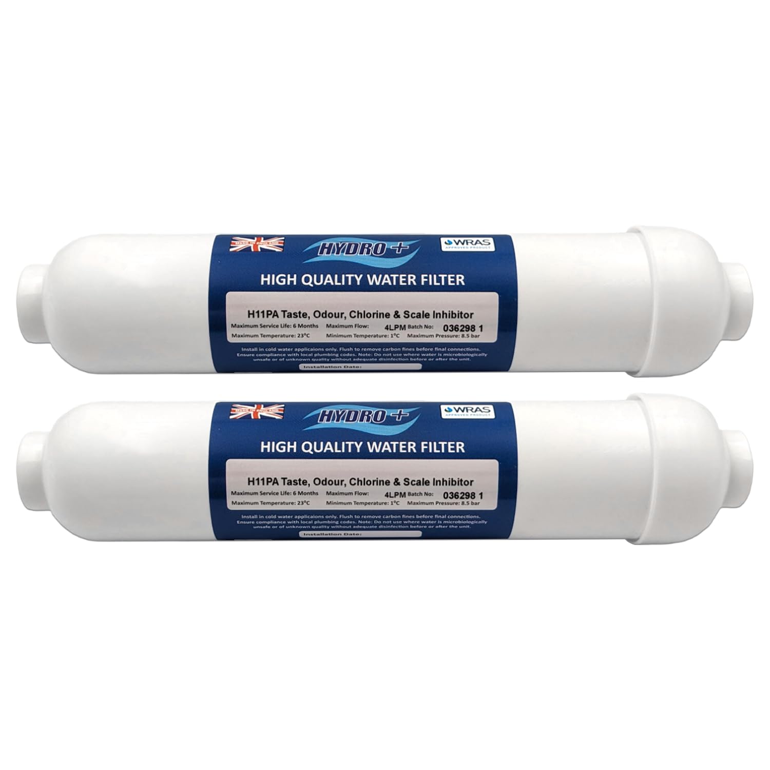 Hydro+ H11PA Filtro GAC con inhibidor de báscula con accesorios de ajuste a presión de 1/4" (2)