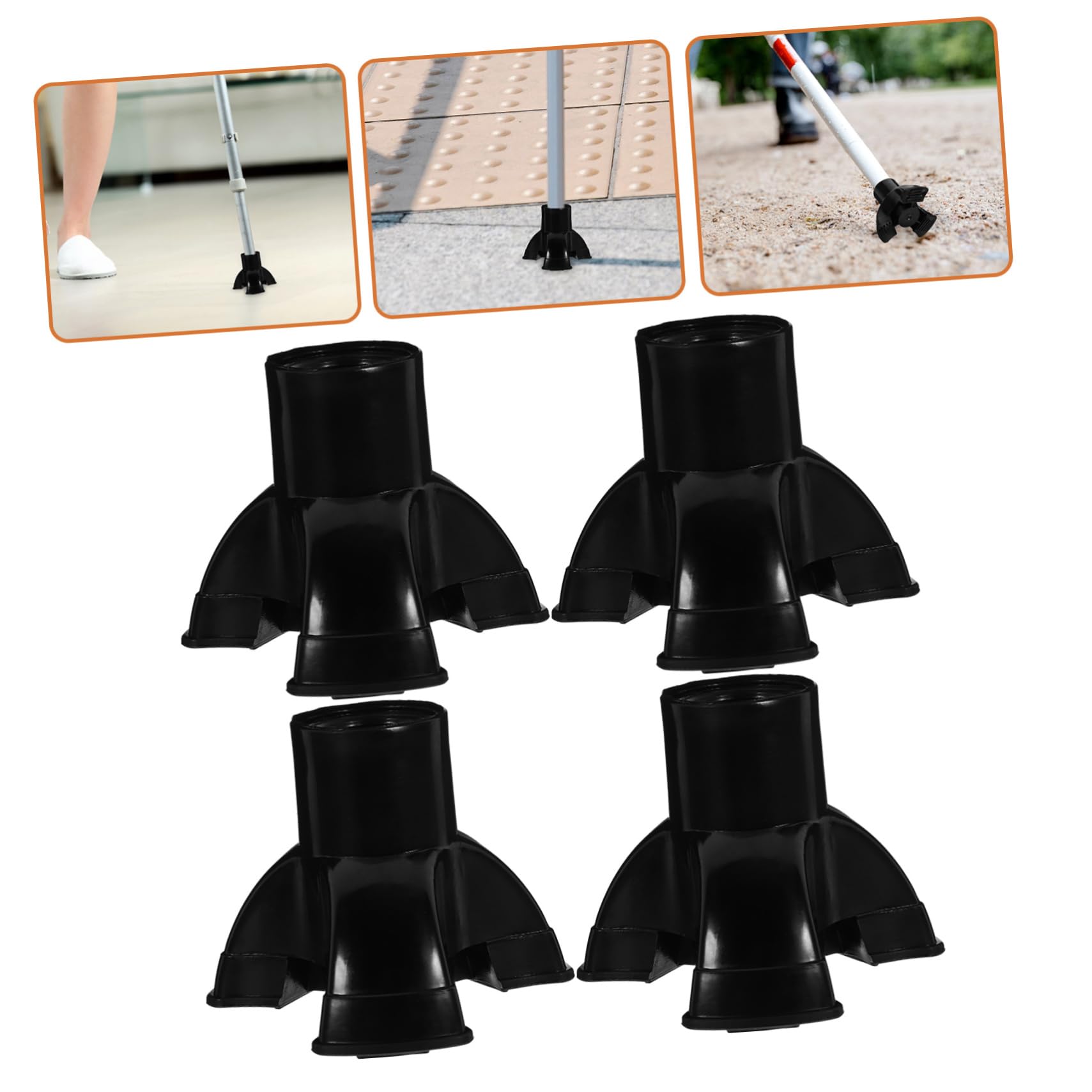 5 Sätze Krücken Gehen Stock Tipps Wandern Beschützer Trekkingstöcke Anti-rutsch-spitze Trekking -polfußabdeckungen Zubehör Für Spazierstöcke Pvc Black 4 Stück * 5